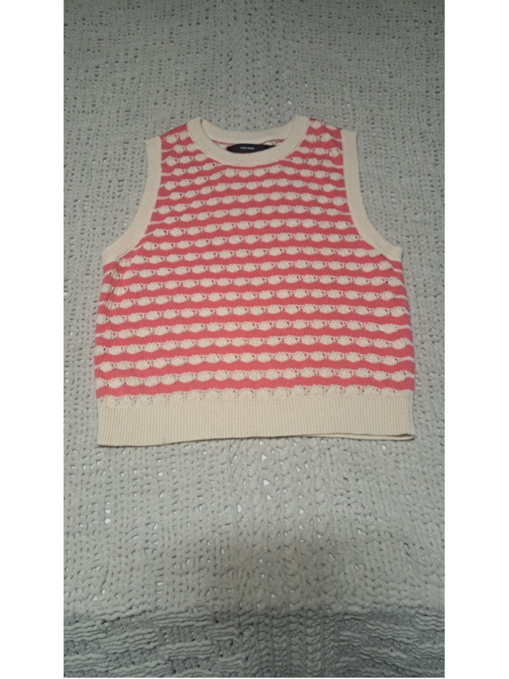 Women's Vero Moda Sweater Vest Size L Pink and cream Knit